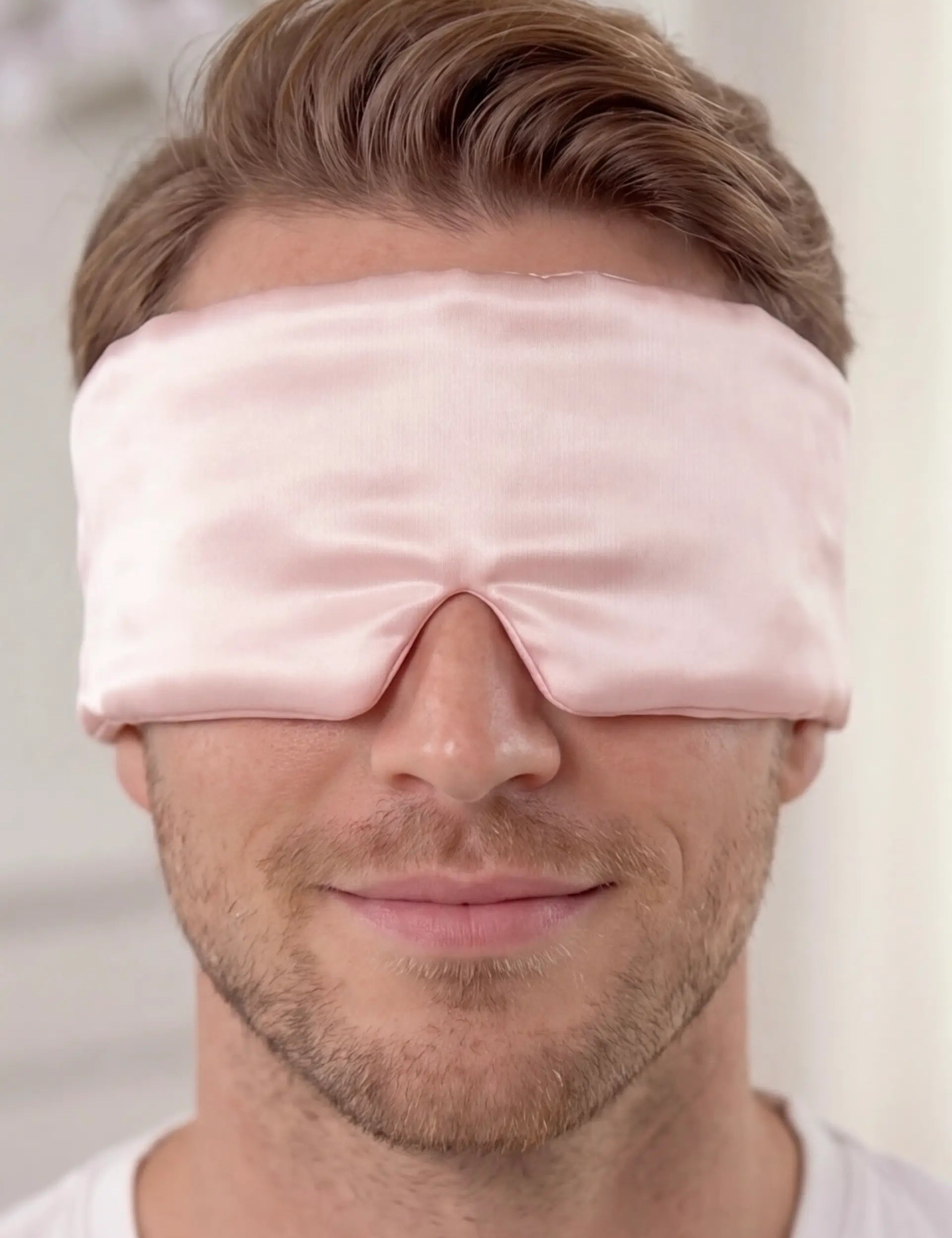 Silk Sleep Mask with Velcro for Men (Pink)