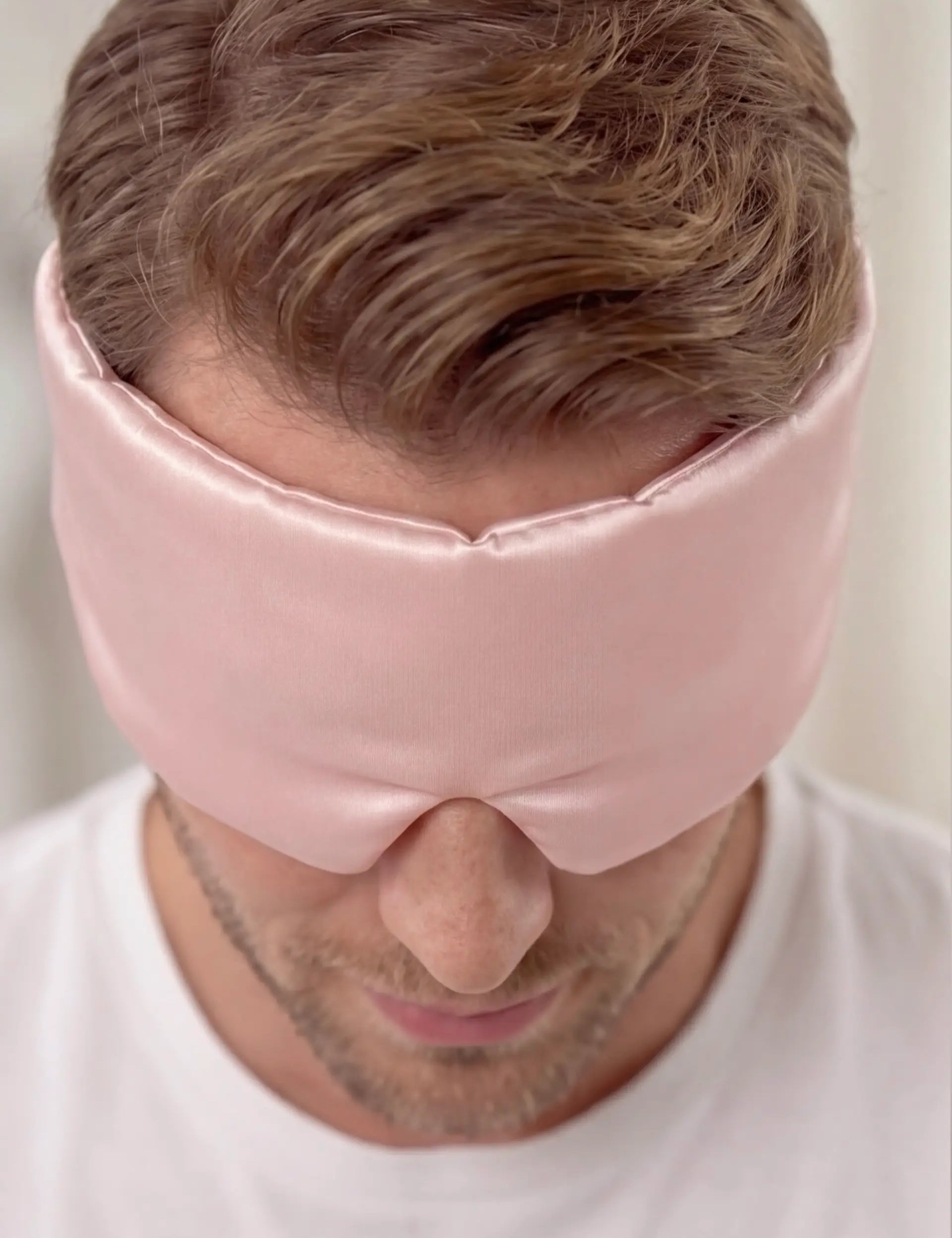 Silk Sleep Mask with Velcro for Men (Pink)