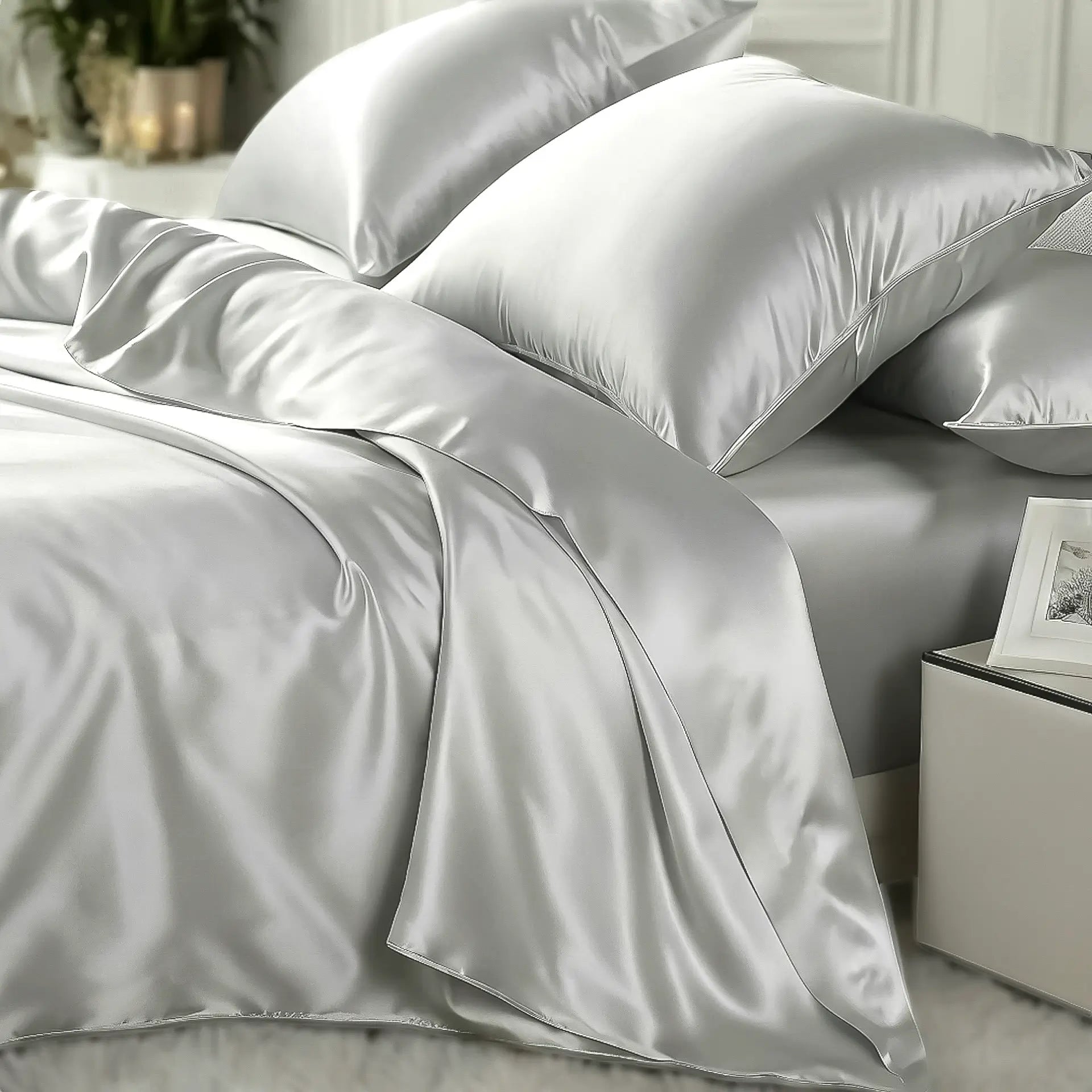 Quilt Cover Pure Silk (Silver) % SALE % Smooth, Breathable & Timelessly Elegant| psboutique.ch