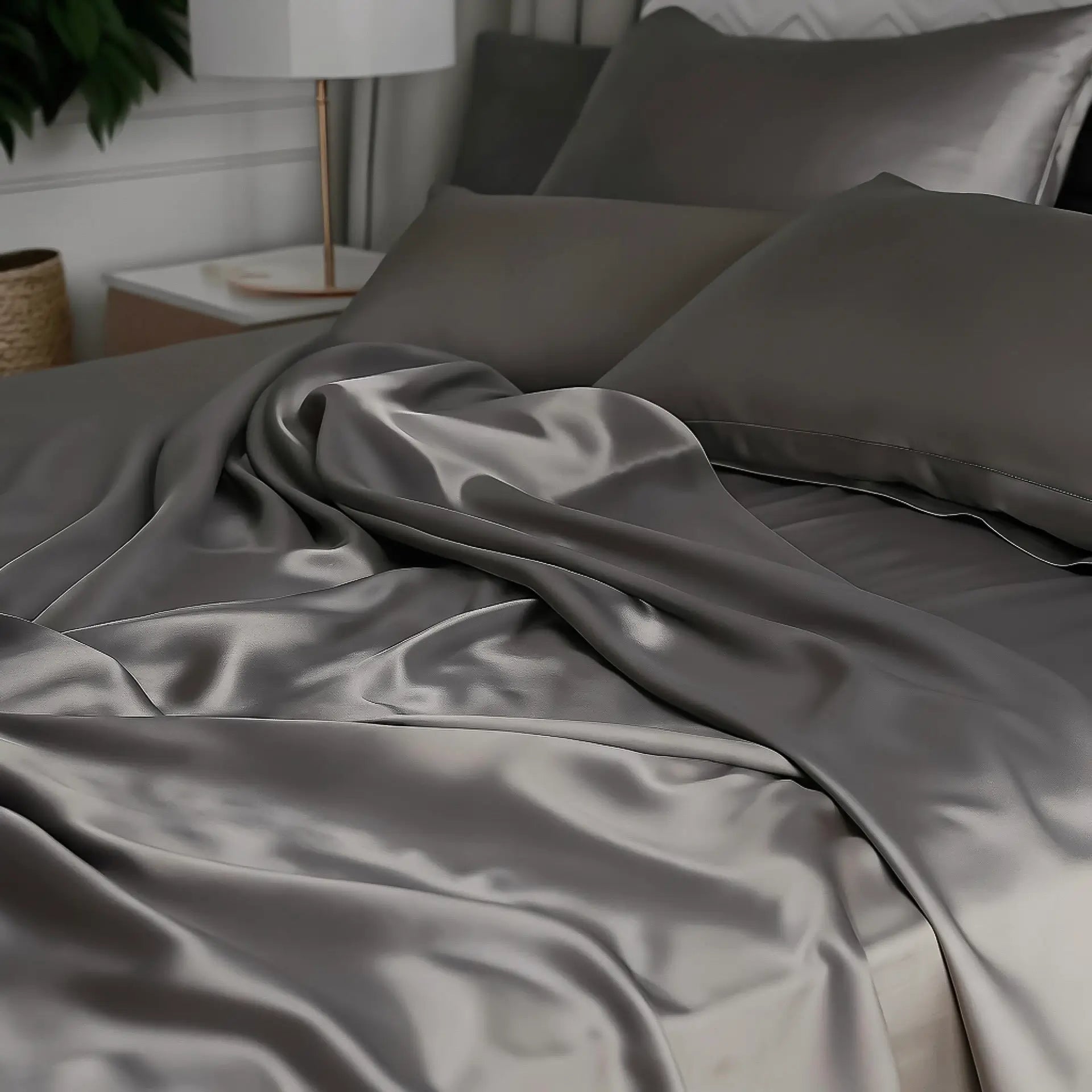 Silk Bed Sheet (Dark Grey) for an unparalleled sleeping experience | Swiss Shop | Sale | psboutique.ch