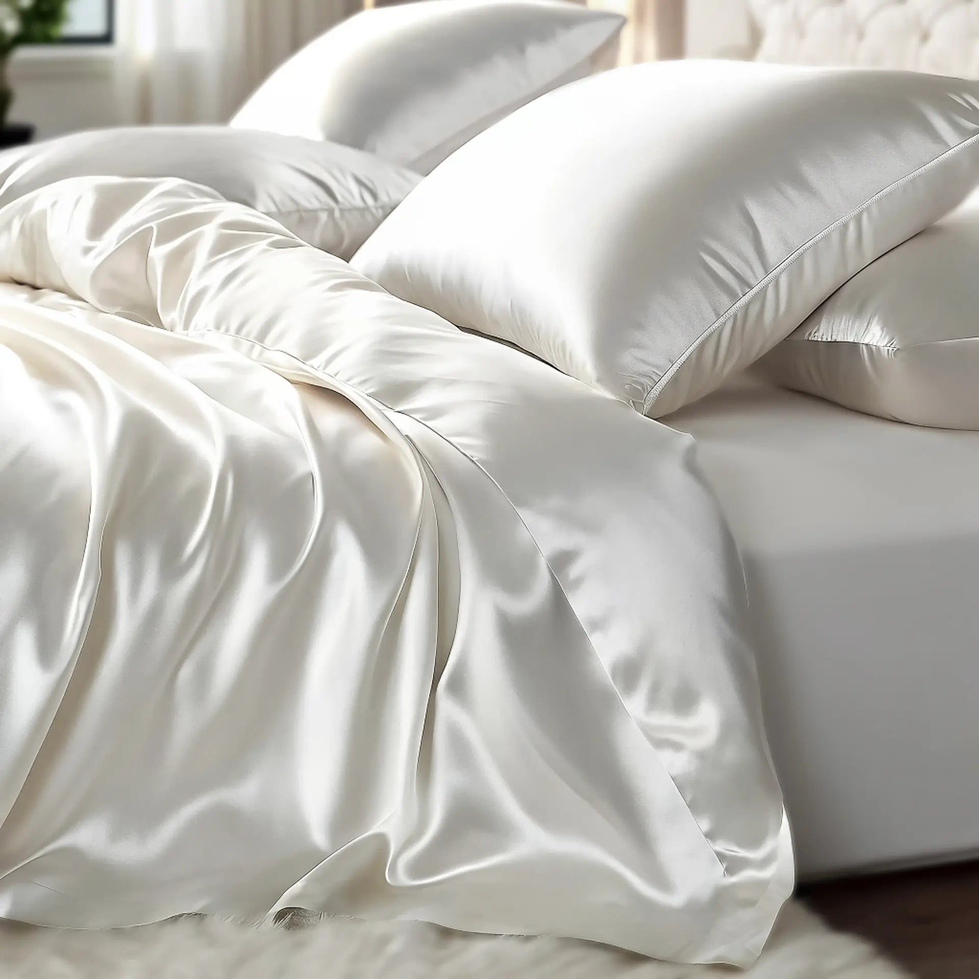 Silk Duvet Cover (Ivory White) % Sale % Elegant, Breathable & Gentle on Skin | psboutique.ch