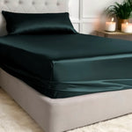 Silk Fitted Bedsheet (Dark Green) % Sale %  Soft, Secure & Luxuriously Smooth | psboutique.ch
