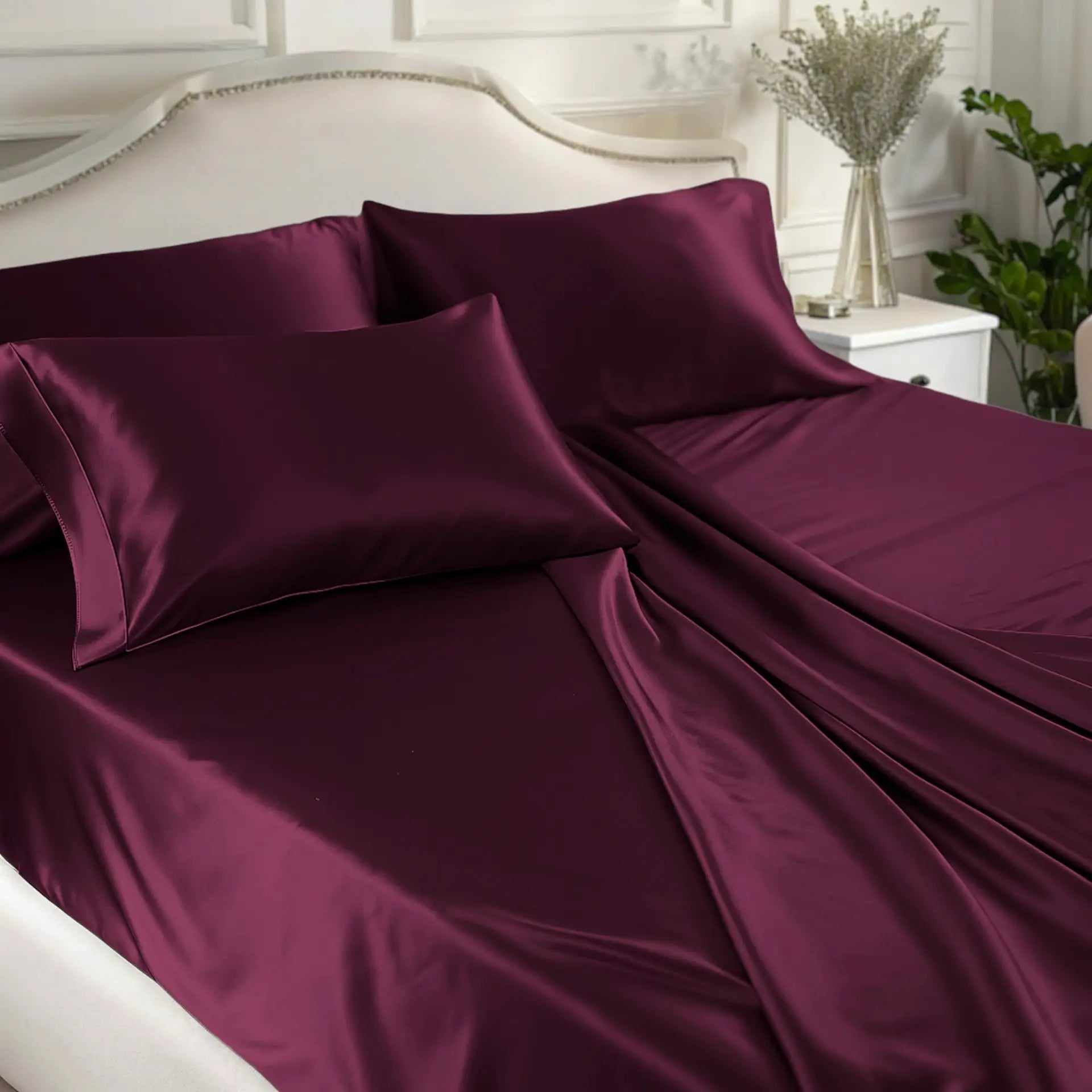 Silk Fitted Sheet (Bordeaux)