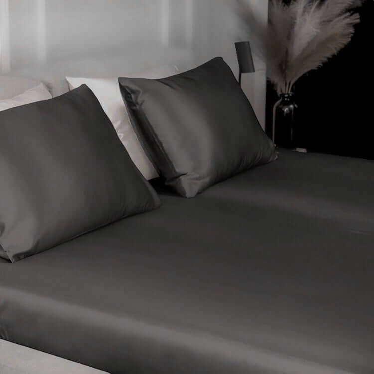Silk fitted sheet Grey buy in Switzerland Pure Swiss Boutique