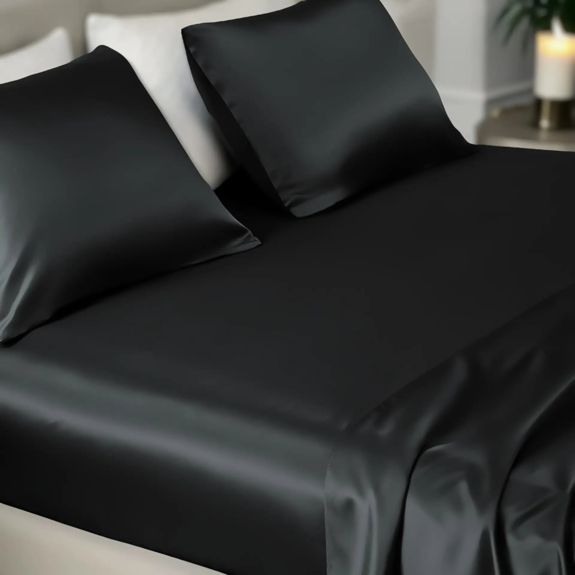 Silk Fitted Sheet (Black) Luxuriously Smooth, Breathable & Skin-Friendly | psboutique.ch