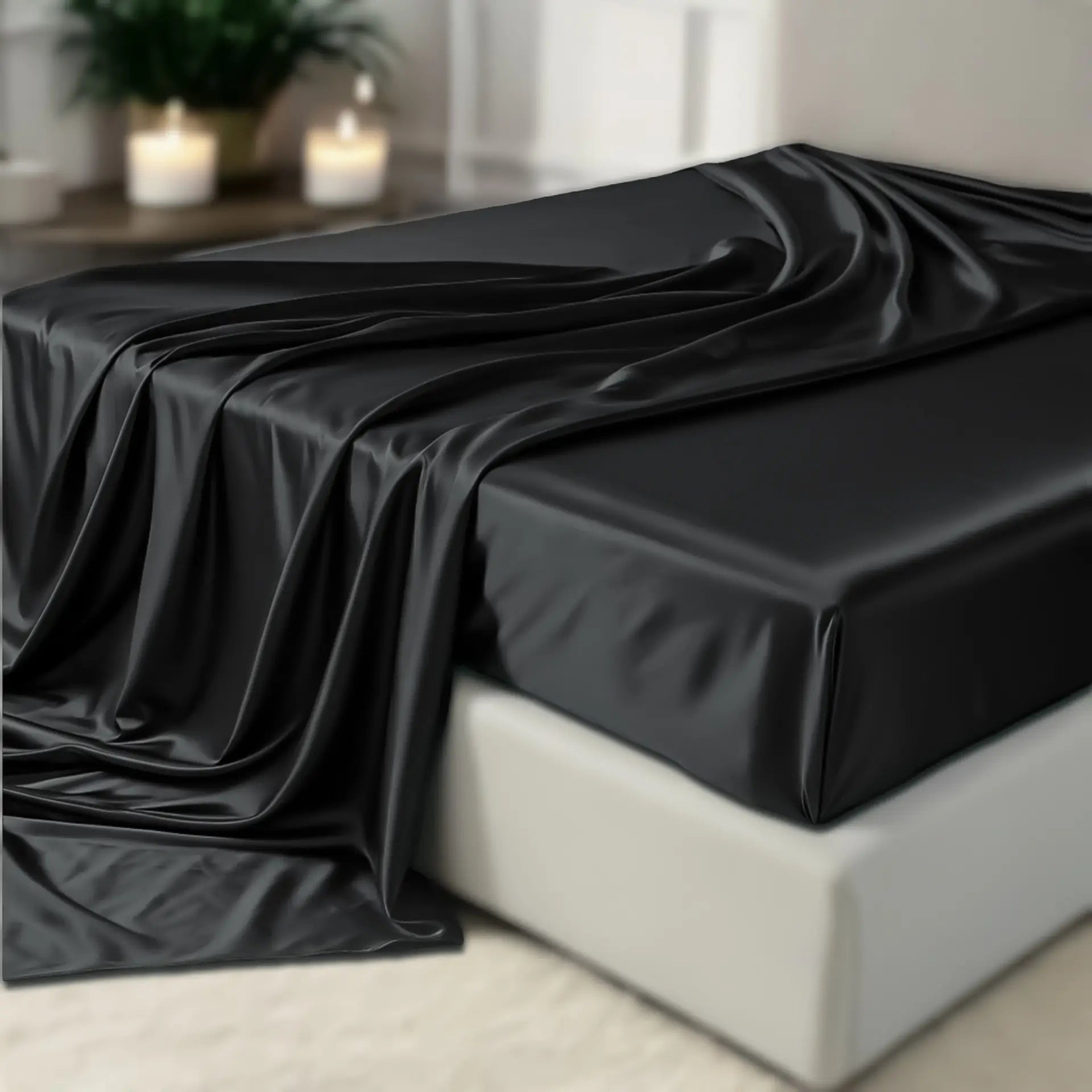 Silk Fitted Sheet (Black) Luxuriously Smooth, Breathable & Skin-Friendly | psboutique.ch