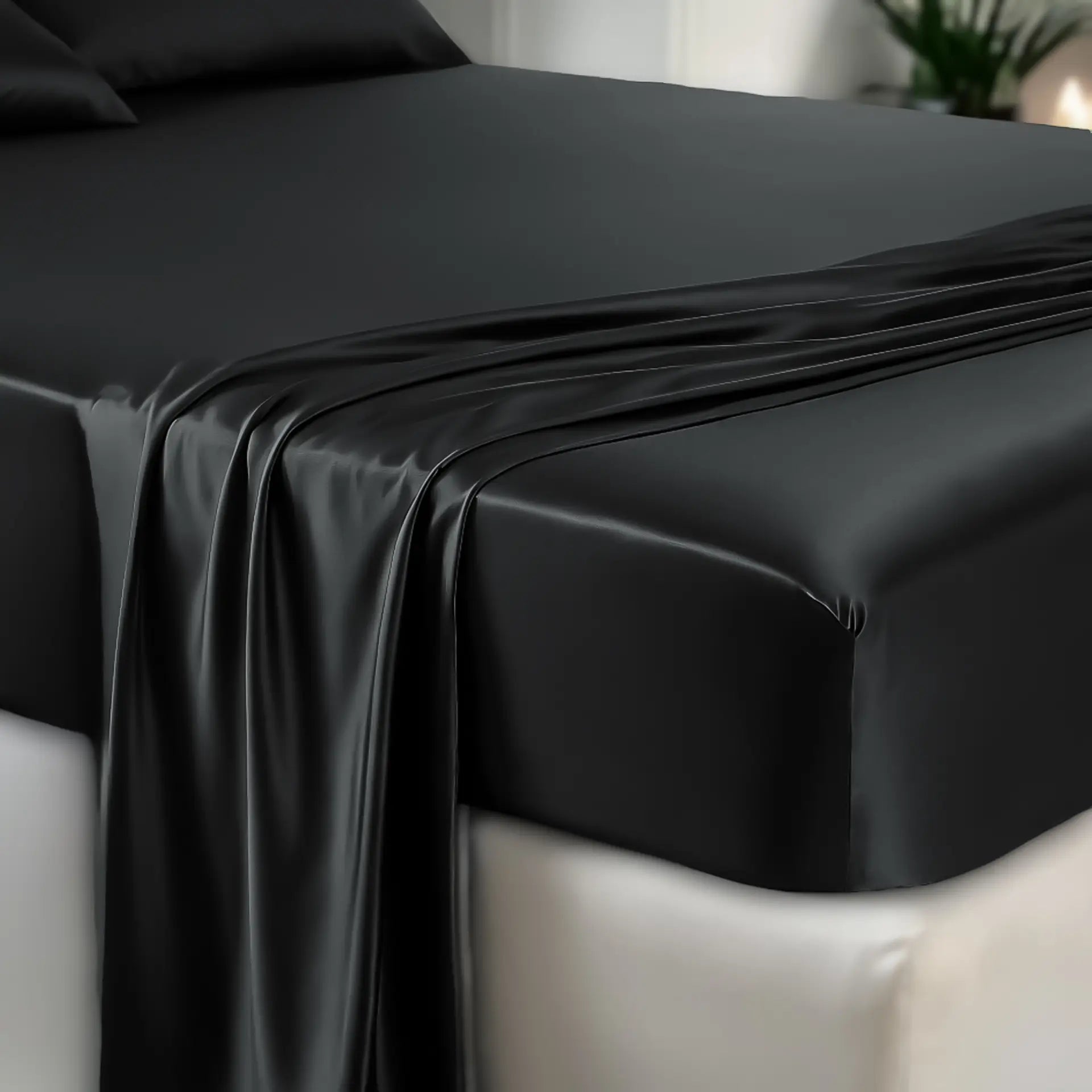 Silk Fitted Sheet (Black) Luxuriously Smooth, Breathable & Skin-Friendly | psboutique.ch