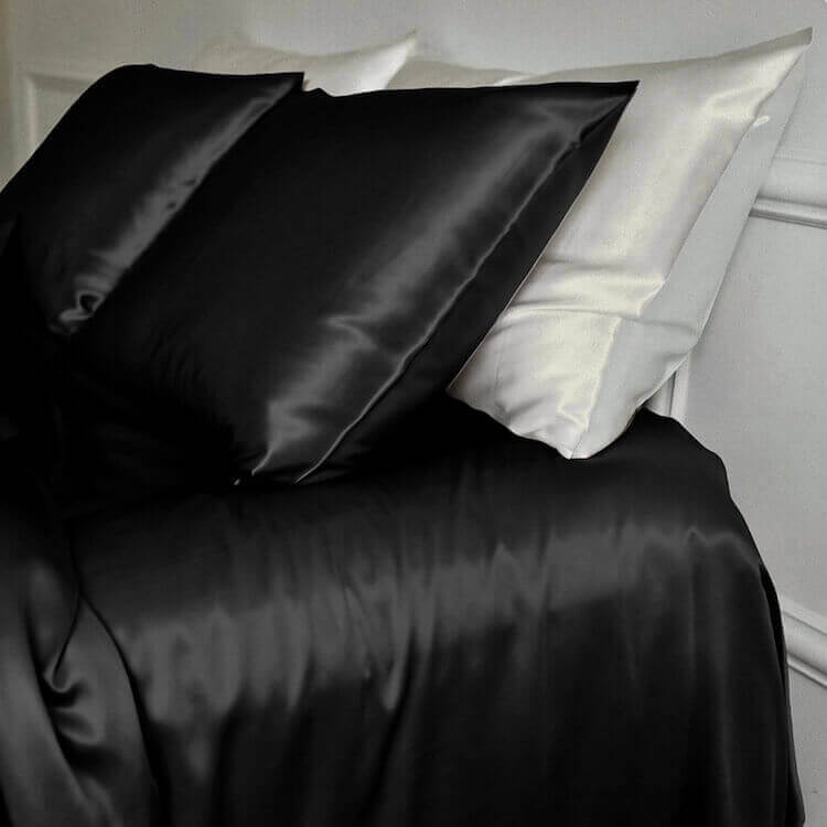 Silk flat bed sheet Black buy in Switzerland Pure Swiss Boutique