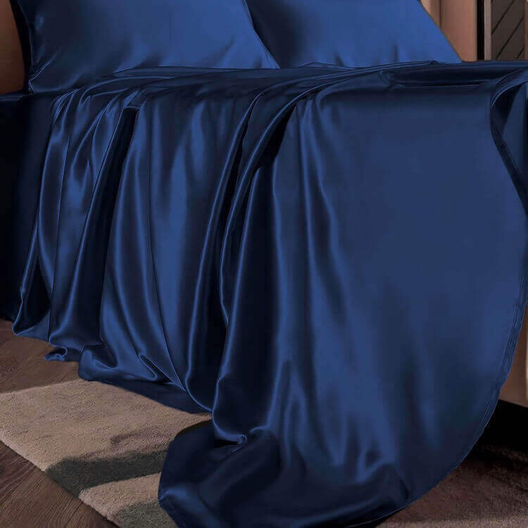 Silk flat bed sheet Blue buy in Switzerland Pure Swiss Boutique