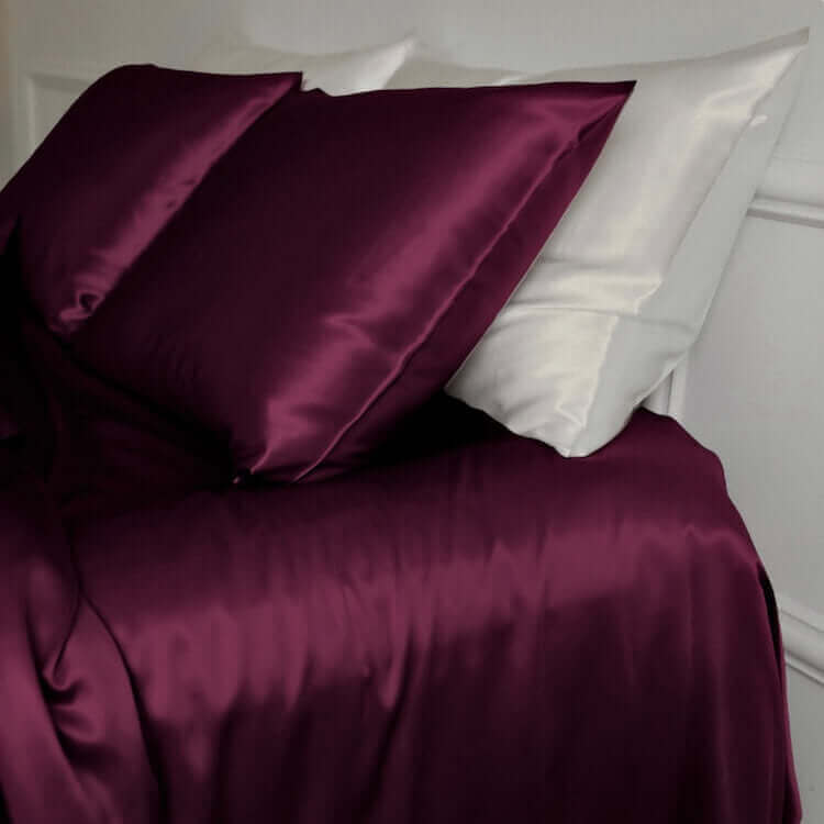 Silk flat bed sheet Bordeaux buy in Switzerland Pure Swiss Boutique