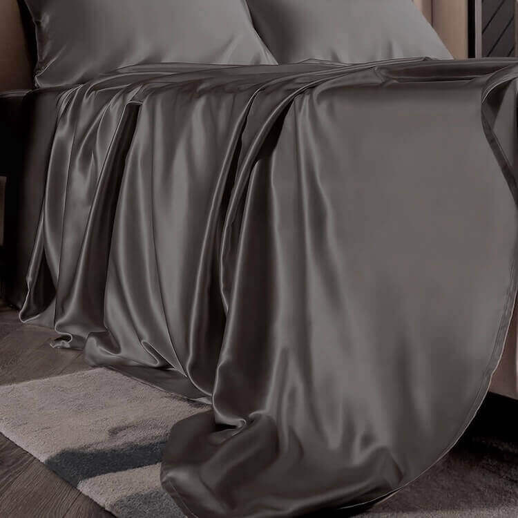 Silk flat bed sheet Grey buy in Switzerland Pure Swiss Boutique