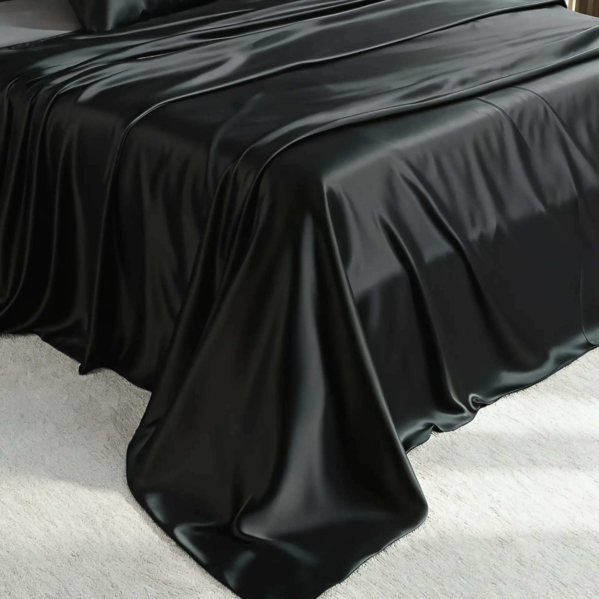 Silk Flat Sheet (Black) Pure Silk Boutique | Light, Elegant & Gentle on Skin | psboutique.ch