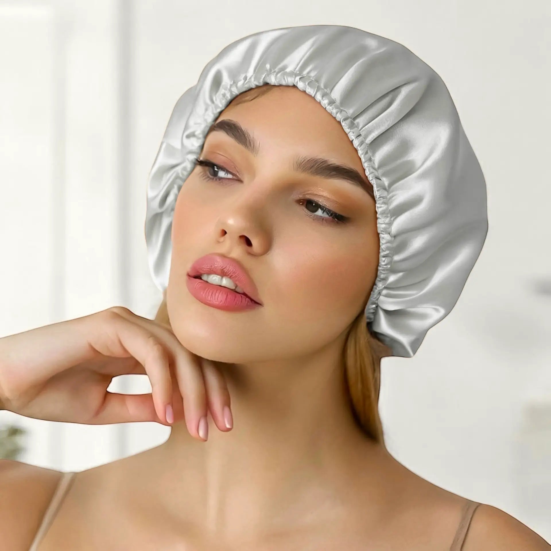 Silk Hair Cap (Silver Grey) - 25% Off - Lightweight Nighttime Care for Delicate Hair | psboutique.ch