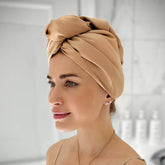 Silk Hair Towel Wrap Turban Beige 100% Mulberry Silk buy in Switzerland Pure Swiss Boutique