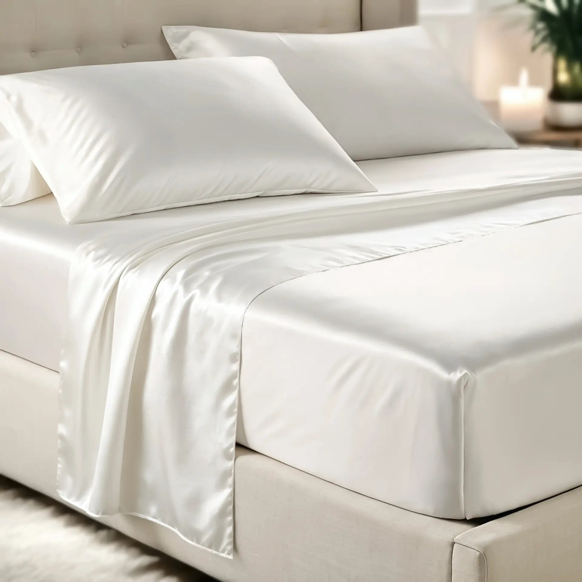 Silk Mattress Sheet (Ivory White) % Sale %  Soft, Secure & Skin-Loving Comfort | PSBoutique.ch