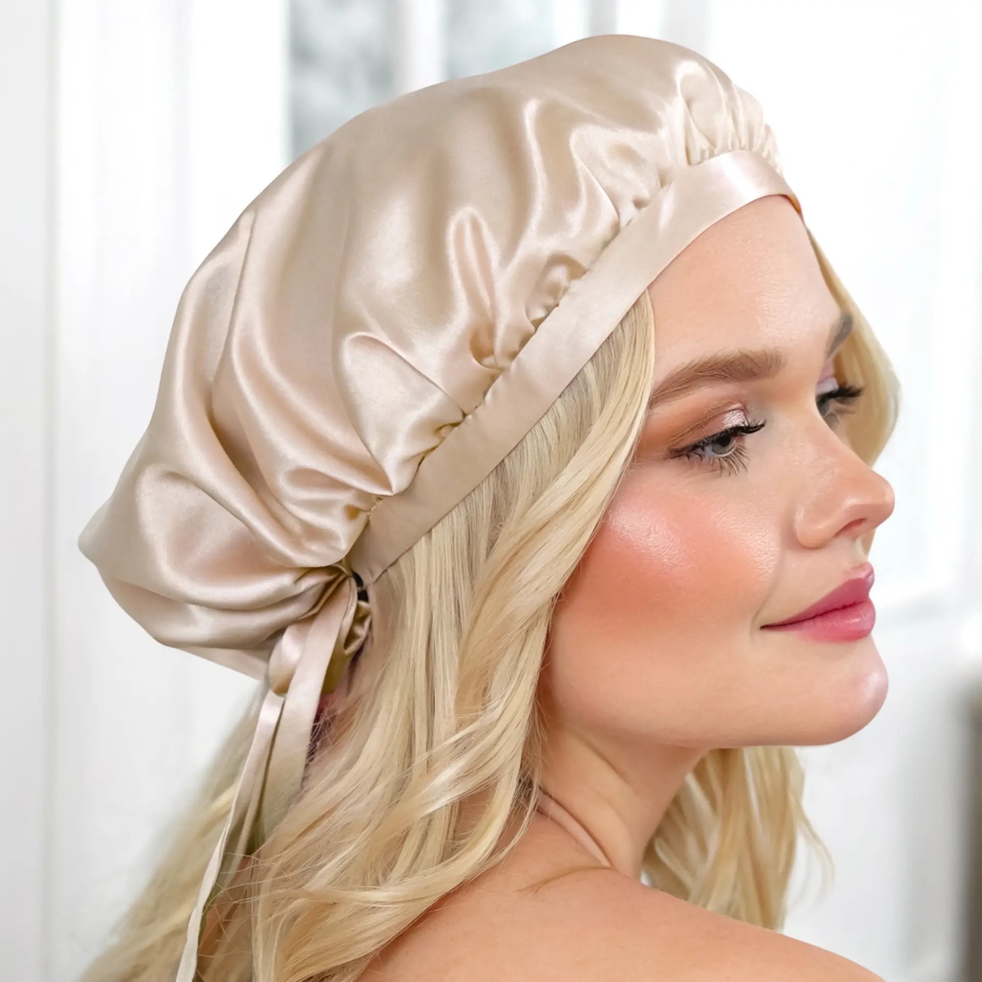Silk Nightcap (Beige) % Sale % - Soft, Lightweight & Designed with Ties psboutique.ch