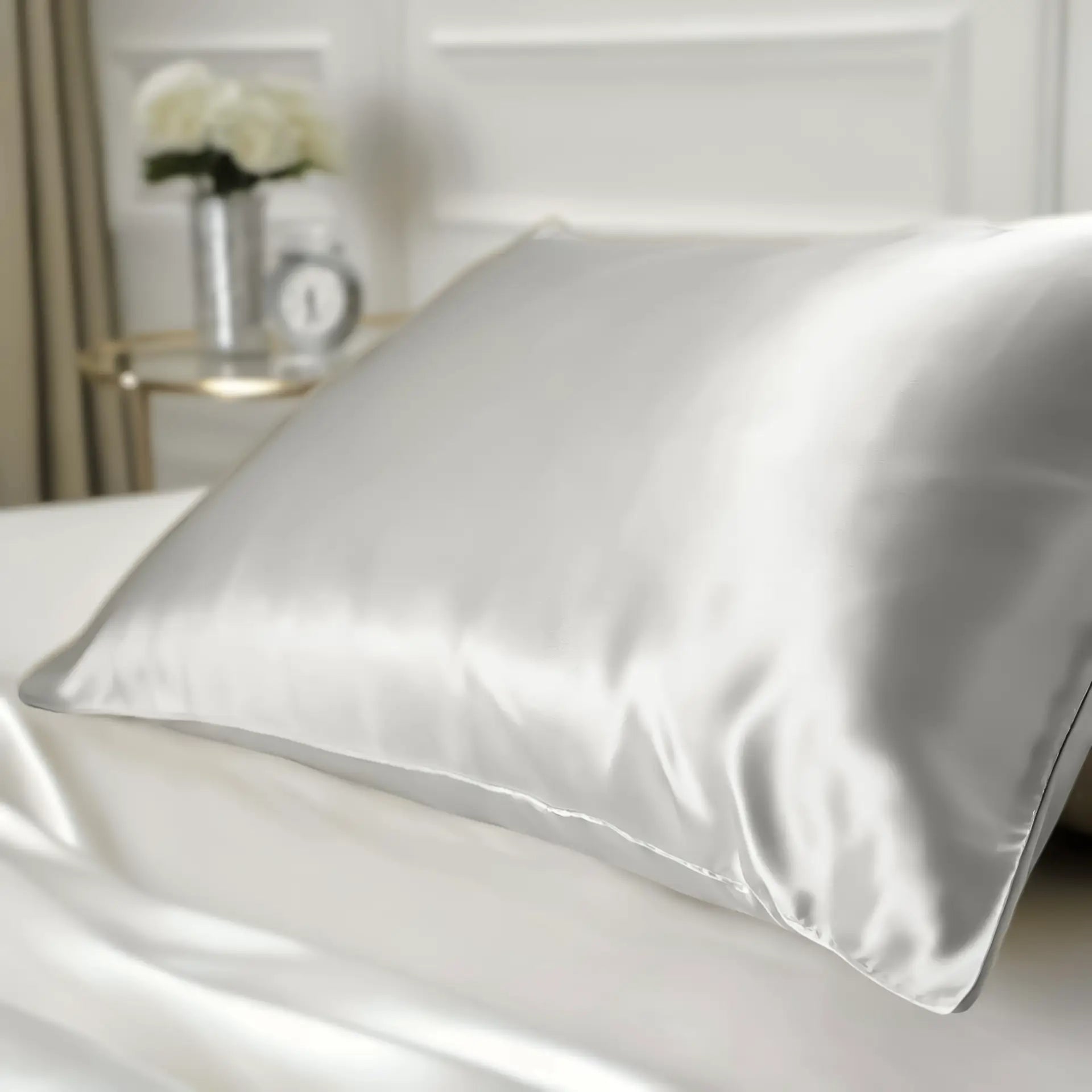 Silk Pillow Cover (Silver) | Silk Pillowcases | Elegant, Smooth & Skin-Loving| psboutique.ch