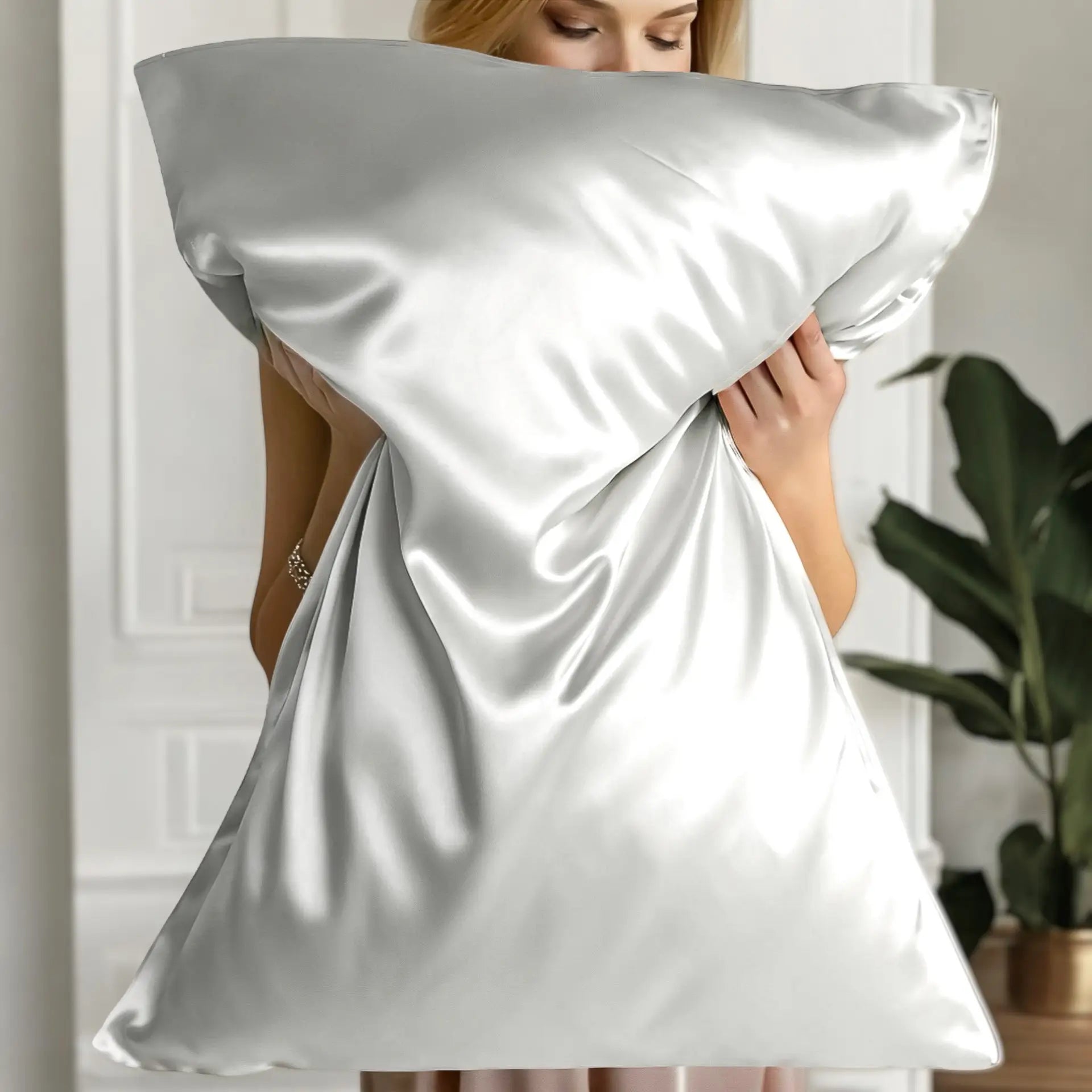 Silk Pillow Cover (Silver) | Silk Pillowcases | Elegant, Smooth & Skin-Loving| psboutique.ch