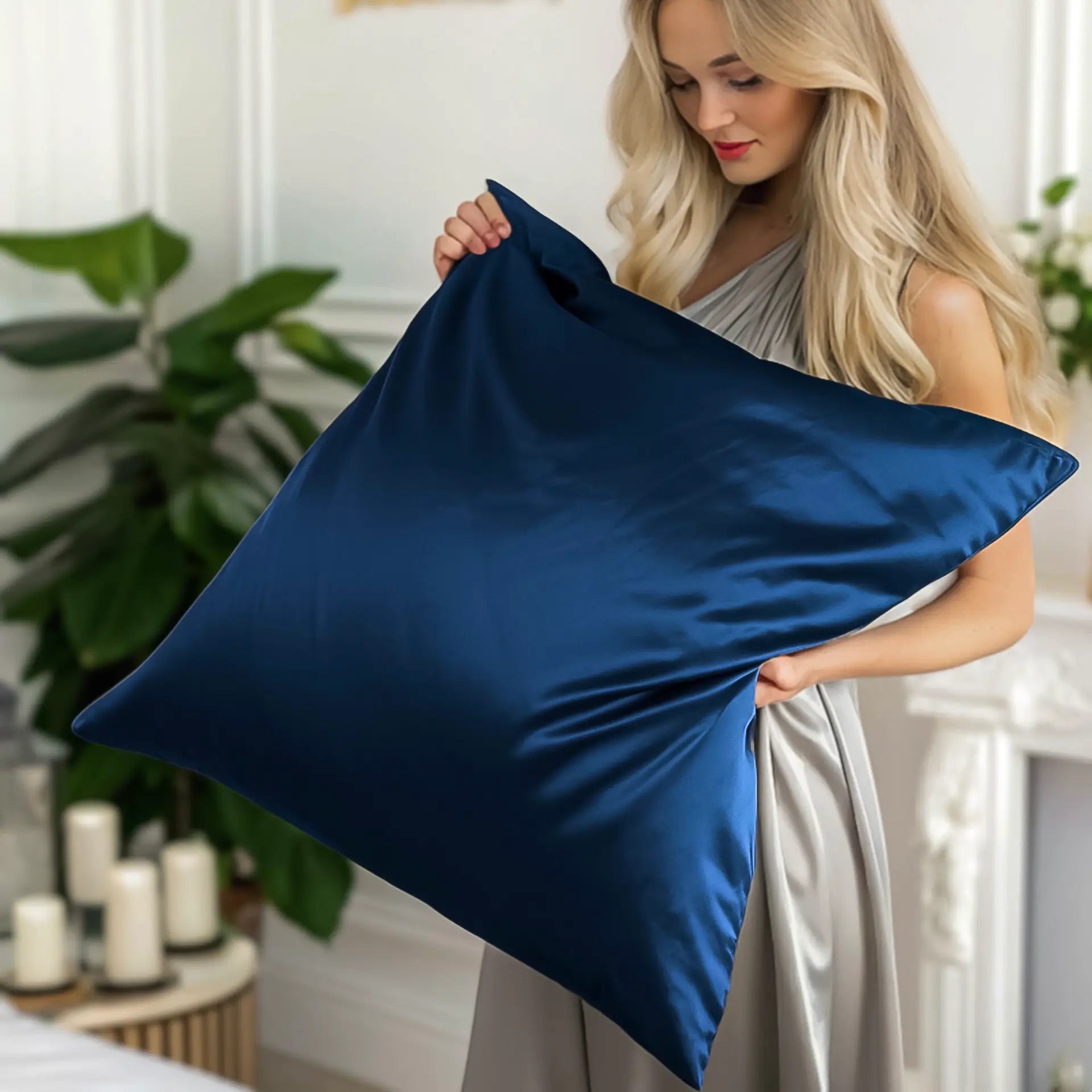 Silk Pillow case (Navy Blue) Breathable & Gentle on Skin | Swiss Silk Boutique | psboutique.ch