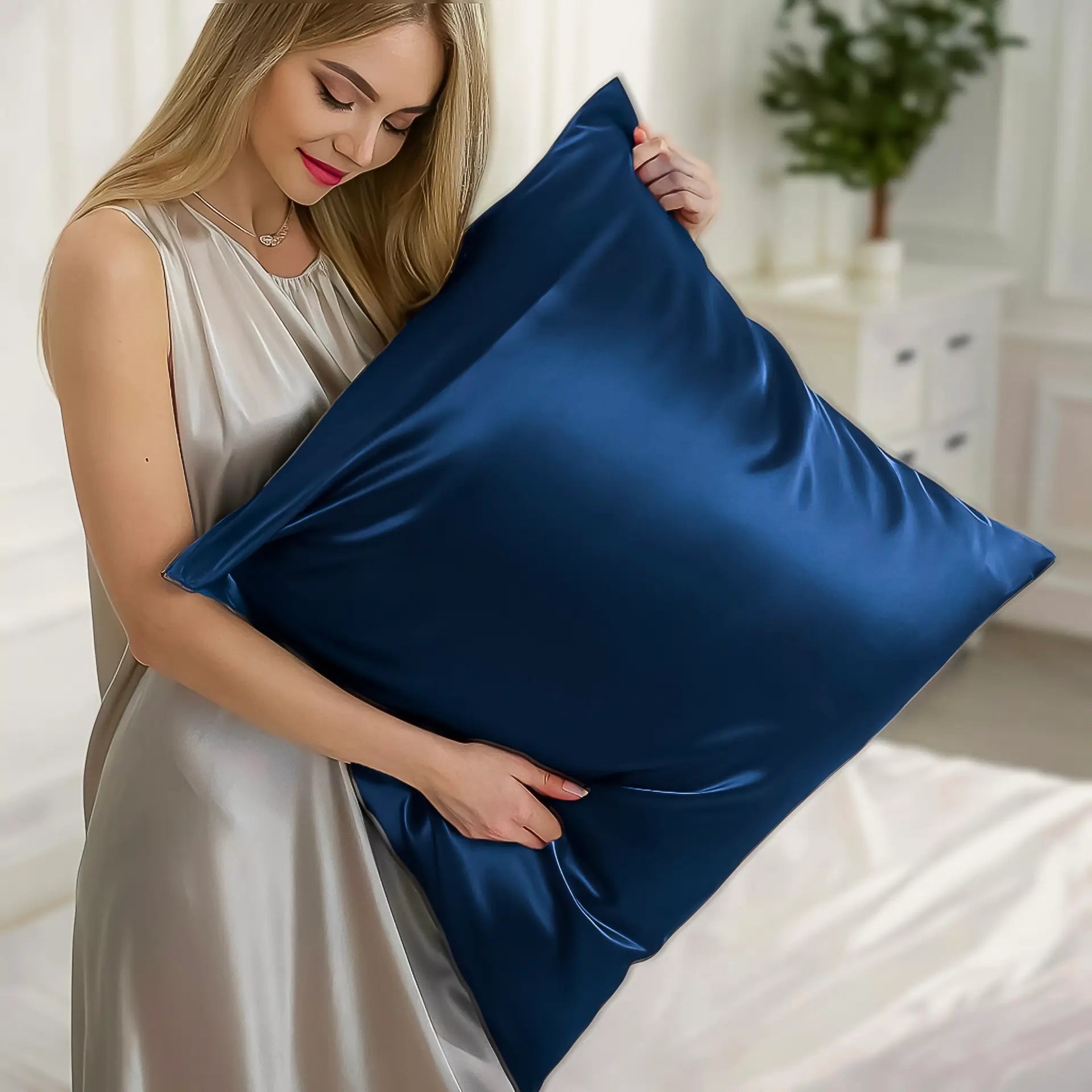 Silk Pillow case (Navy Blue) Breathable & Gentle on Skin | Swiss Silk Boutique | psboutique.ch
