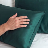 2 Silk Pillowcases Set (Dark Green)