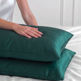 2 Silk Pillowcases Set (Dark Green)