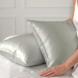 2 Silk Pillowcases Set (Silver)