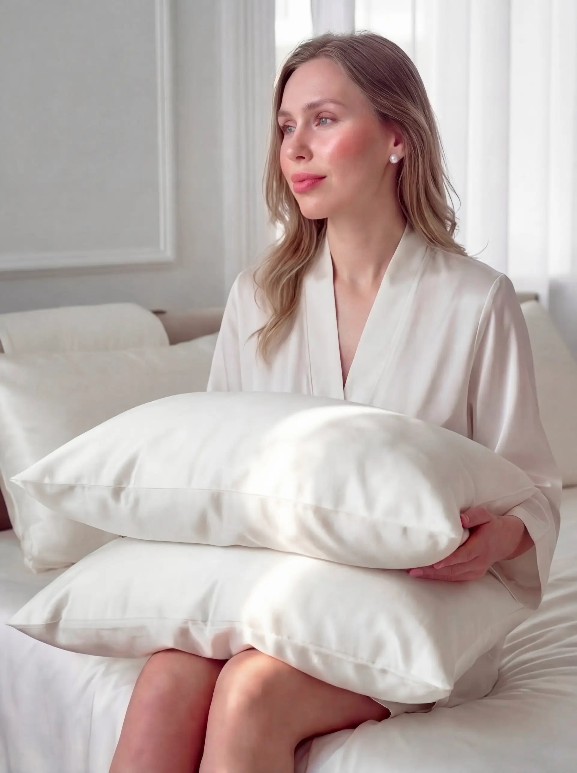 Mulberry Silk Pillowcase Set - Special Offer at PSBoutique Switzerland - 2 Silk Pillowcases Set (Ivory White) - PSBoutique.ch - <p data-end="509&quot...