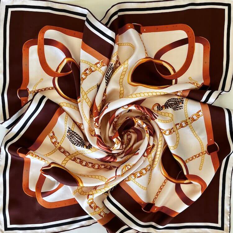 100% Twill Silk Scarf with Belts print - buy in Switzerland PURE SWISS BOUTIQUE