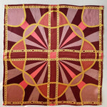 Silk Neck Scarf in Pink & Gold with Chains Pattern – Feminine & Refined