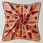 Silk Neck Scarf in Pink & Gold with Chains Pattern – Feminine & Refined