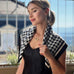 Black and White Silk scarf with Houndstooth Pattern – Graphic &amp; Refined
