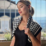 Black and White Silk scarf with Houndstooth Pattern – Graphic &amp; Refined