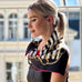 Silk Square Scarf with Stripes & Chains Pattern – Bold & Stylish
