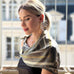 Small Silk Scarf in Warm Grey with Chains Pattern – Subtle & Elegant