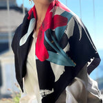 100% Twill Silk Scarf with Flower print - buy in Switzerland PURE SWISS BOUTIQUE