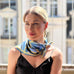 Silk Scarf for women in Light Blue & Gold with Chains Pattern – Chic & Versatile