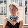 Silk Scarf for women in Light Blue & Gold with Chains Pattern – Chic & Versatile