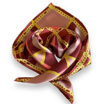 Silk Neck Scarf in Pink & Gold with Chains Pattern – Feminine & Refined