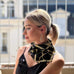 Silk Scarf in Black & Gold with Chains Pattern – Timeless Elegance