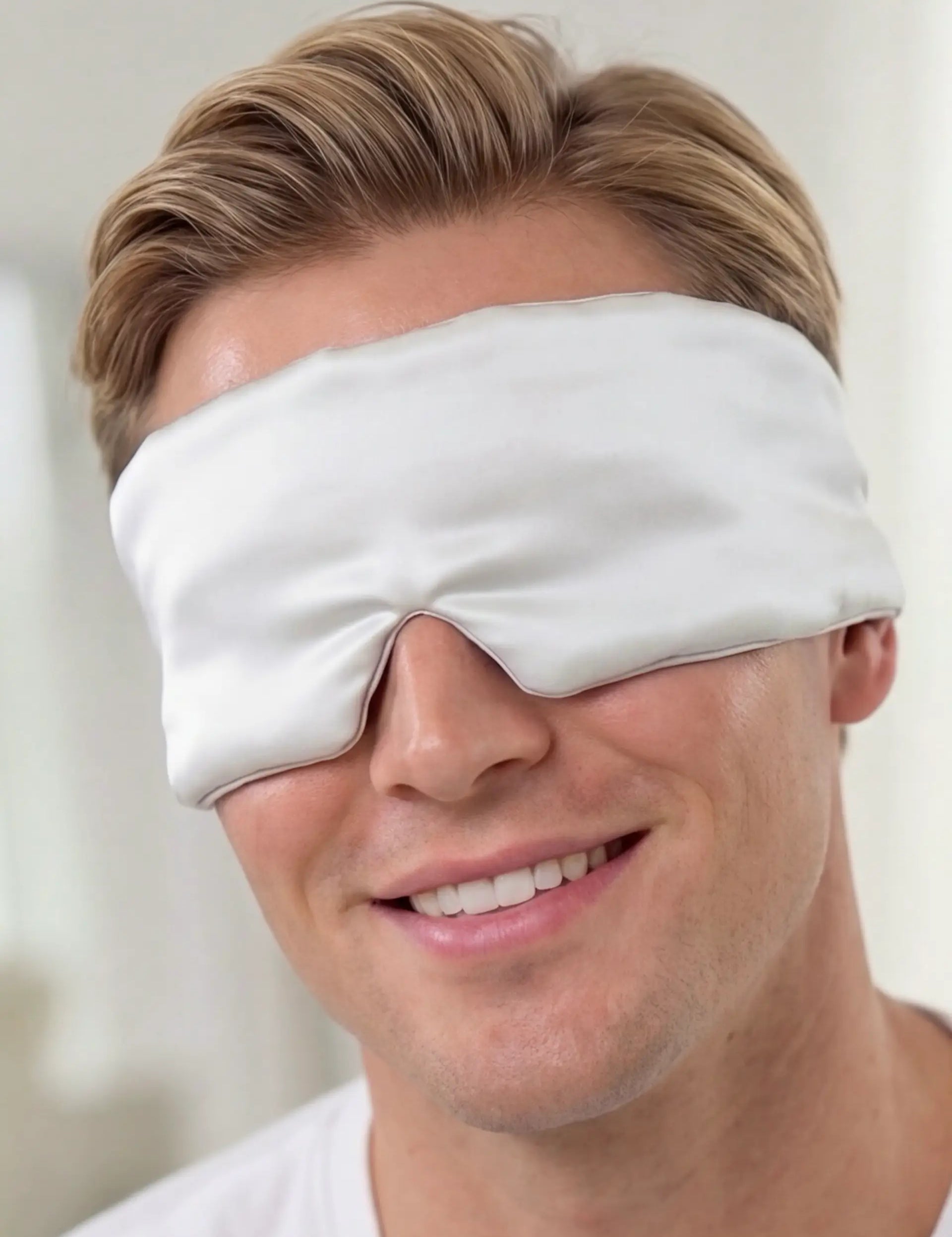 Silk Sleep Mask with Velcro for Men (Silver)
