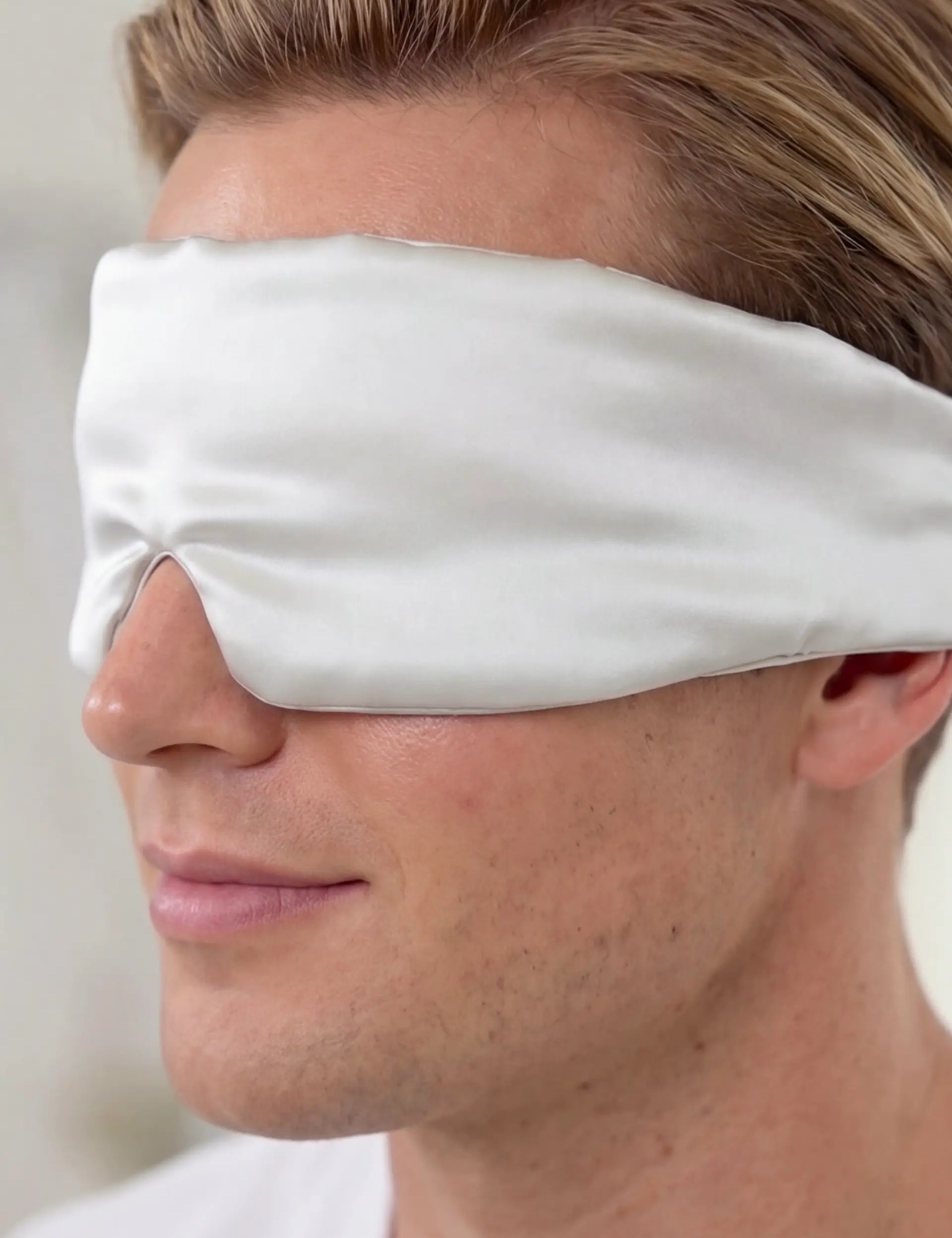 Silk Sleep Mask with Velcro for Men (Silver)