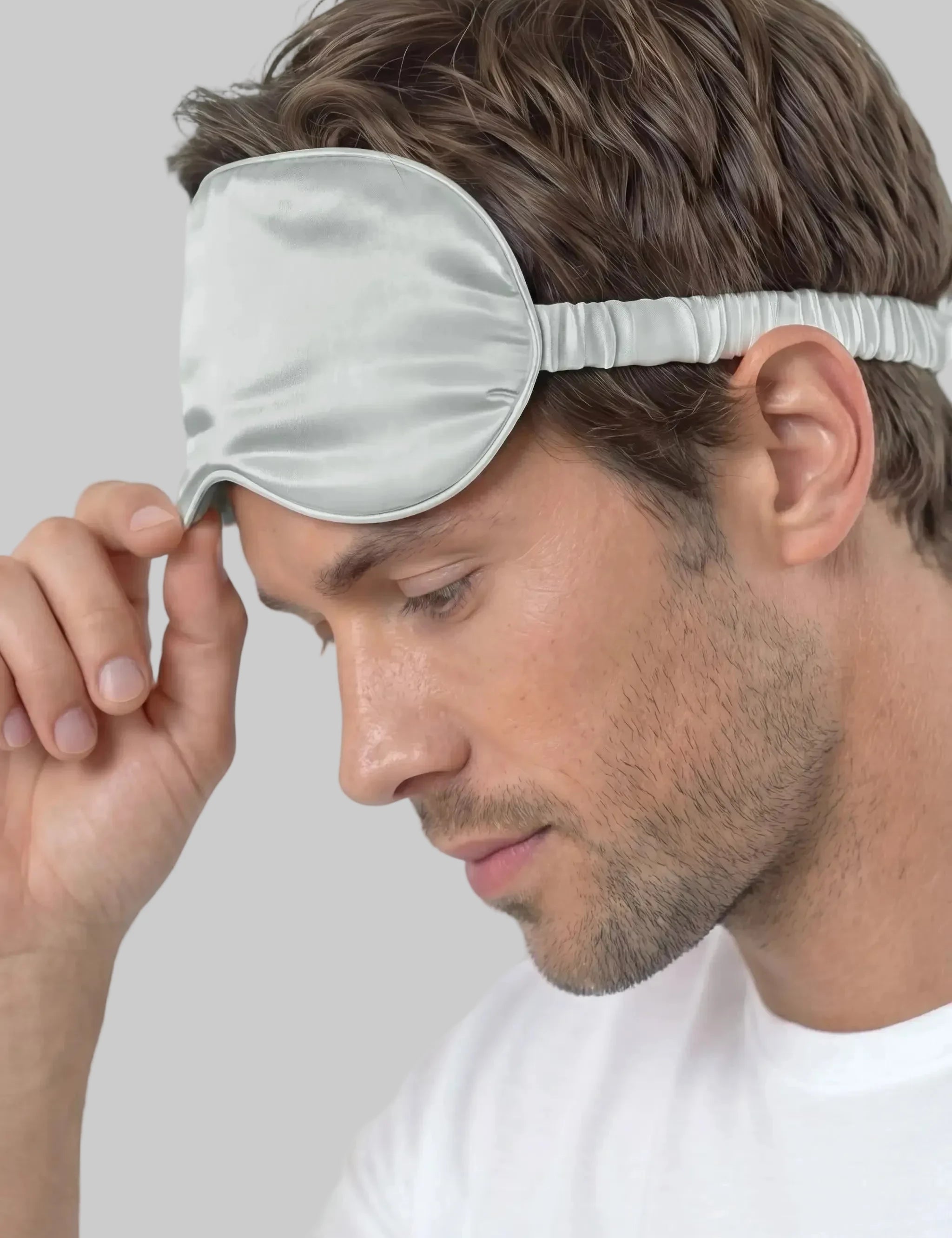 Men's Silk Eye Mask (Silver)