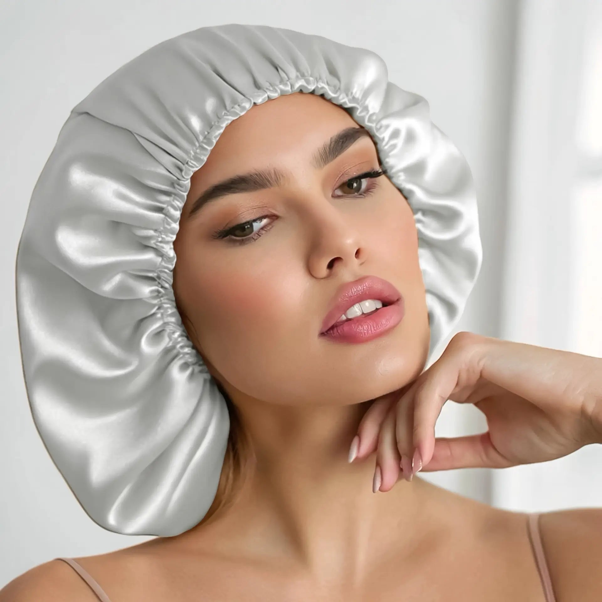 Sleep Bonnet for Curly Hair (Silver Grey) % Sale % Gentle Silk Care for Your Curls | psboutique.ch