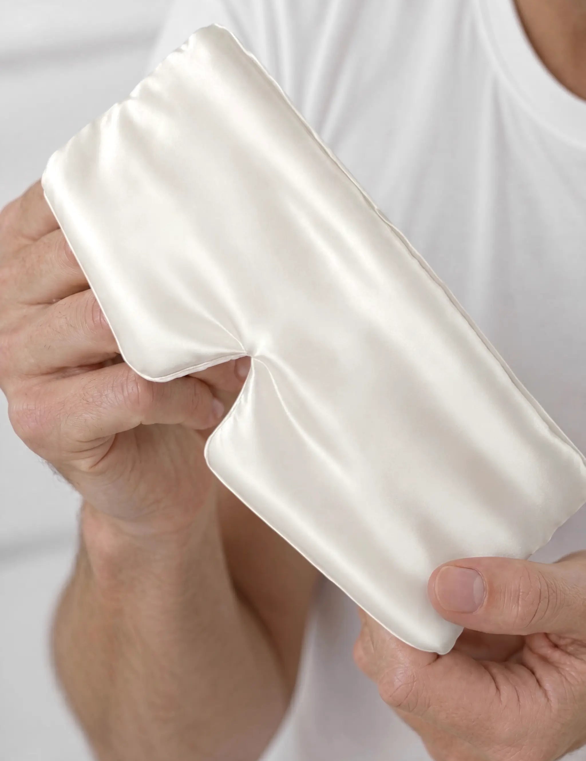 Maschera per dormire in seta per uomo (Bianco Avorio)