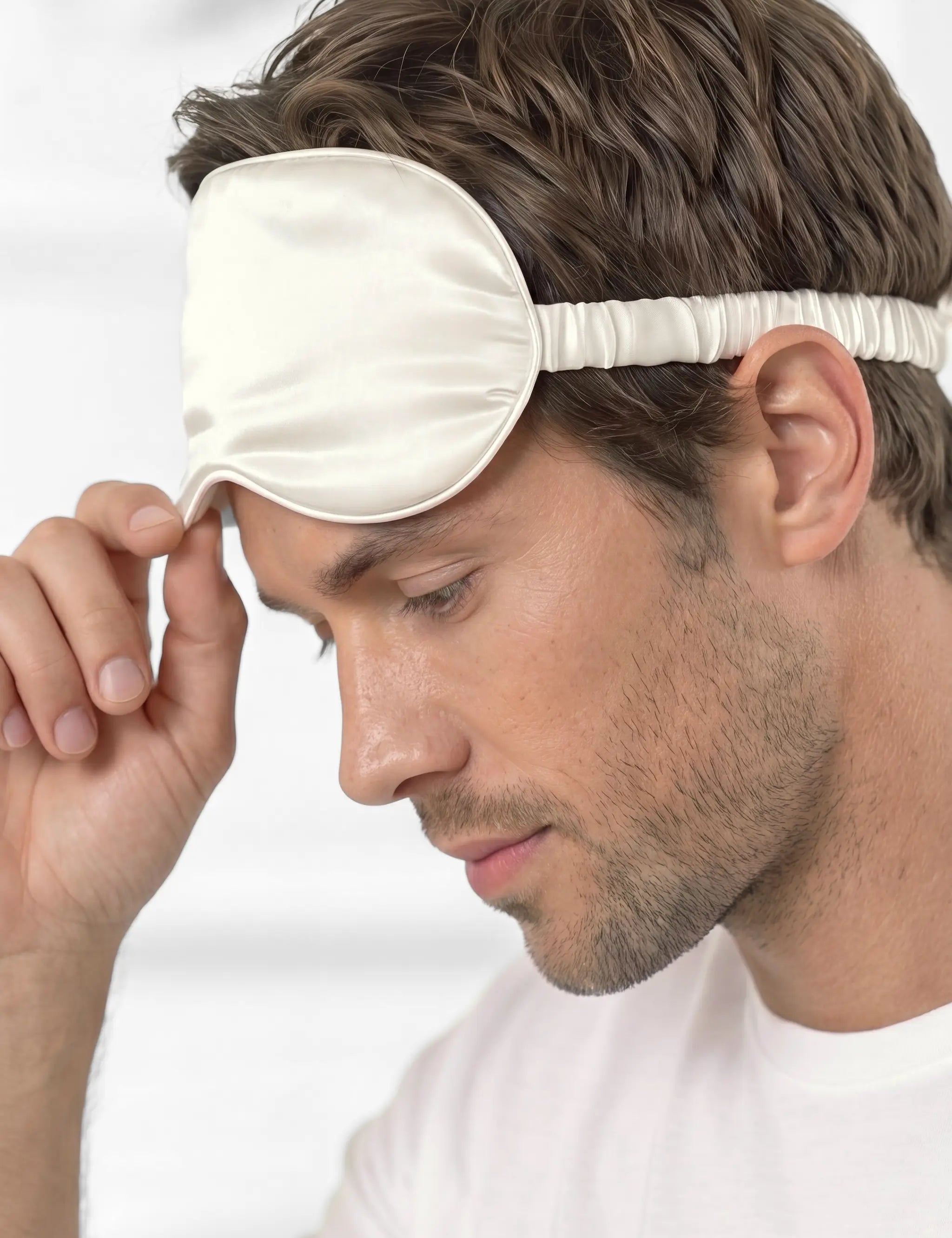 Men's Silk Eye Mask (Ivory White)