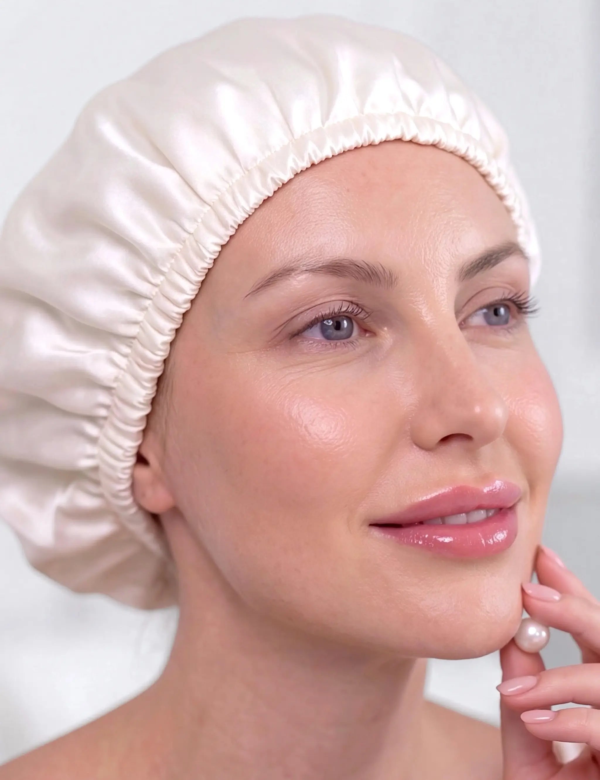 Silk Hair Bonnet (Ivory White)