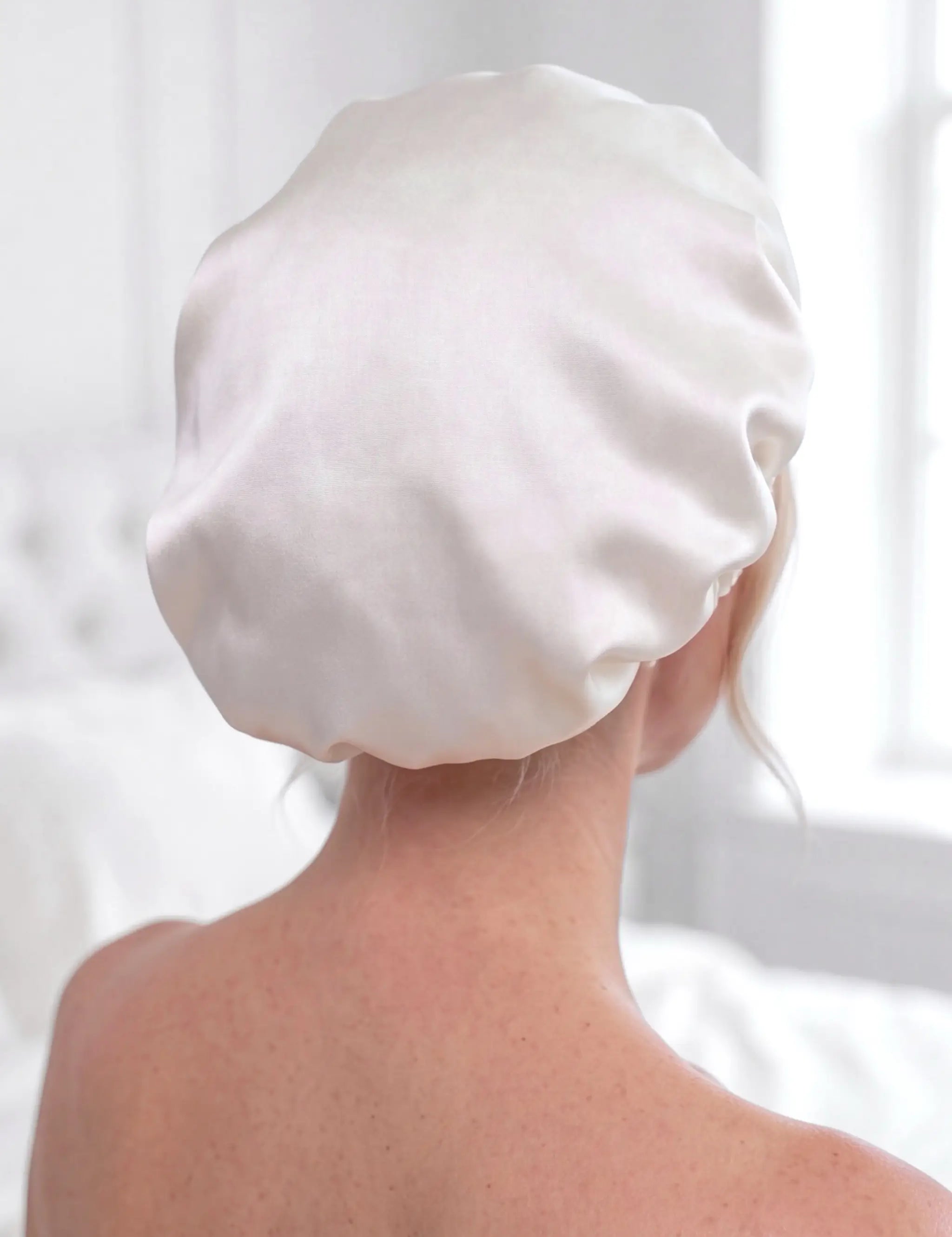 Silk Hair Bonnet (Ivory White)
